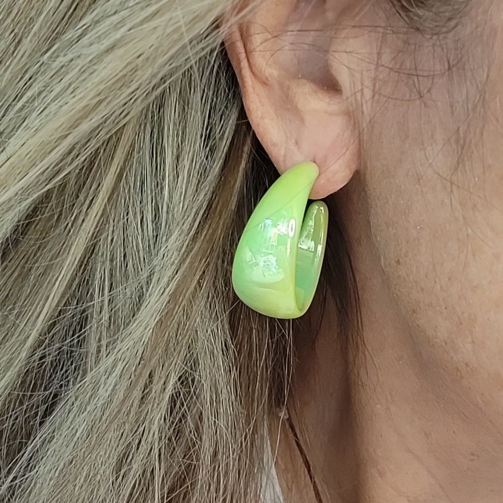 SUMMER LIME IRRIDESCENT Hoop Earrings